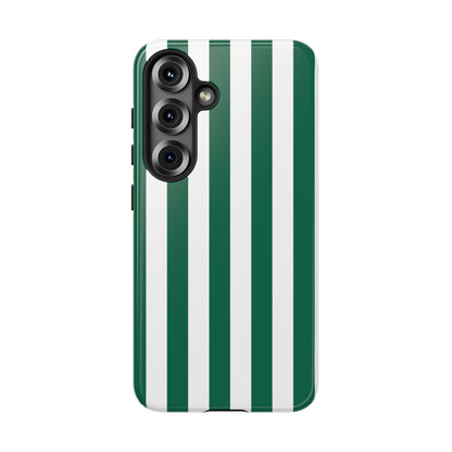 Samsung Galaxy S25 / Glossy Phone Case - Simple Green & White Stripe Pattern Phone Case