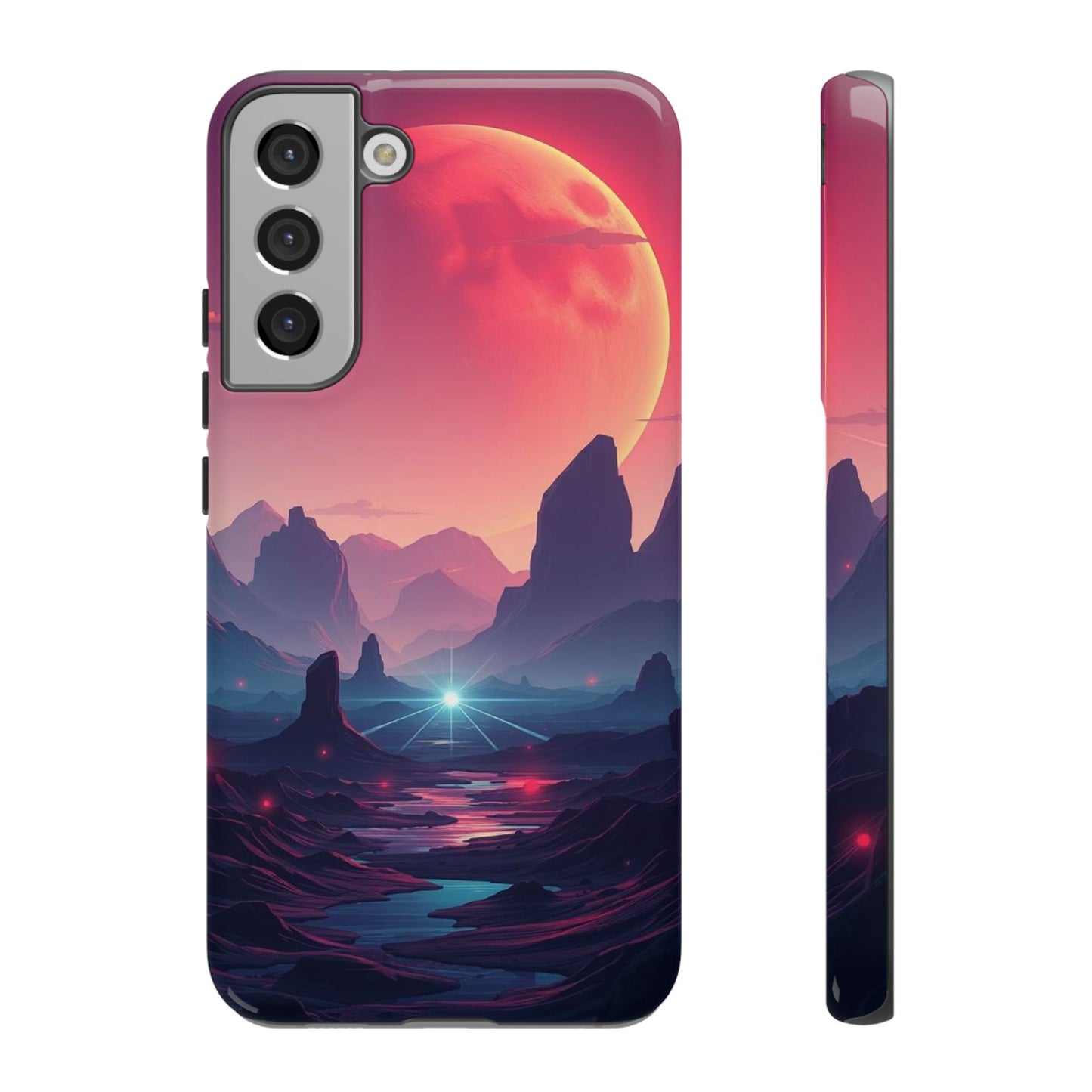 Samsung Galaxy S22 Plus / Glossy Phone Case - Alien Moon Landscape Design Phone Case