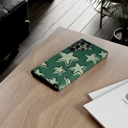 Forest Green Doodle Star Phone Case