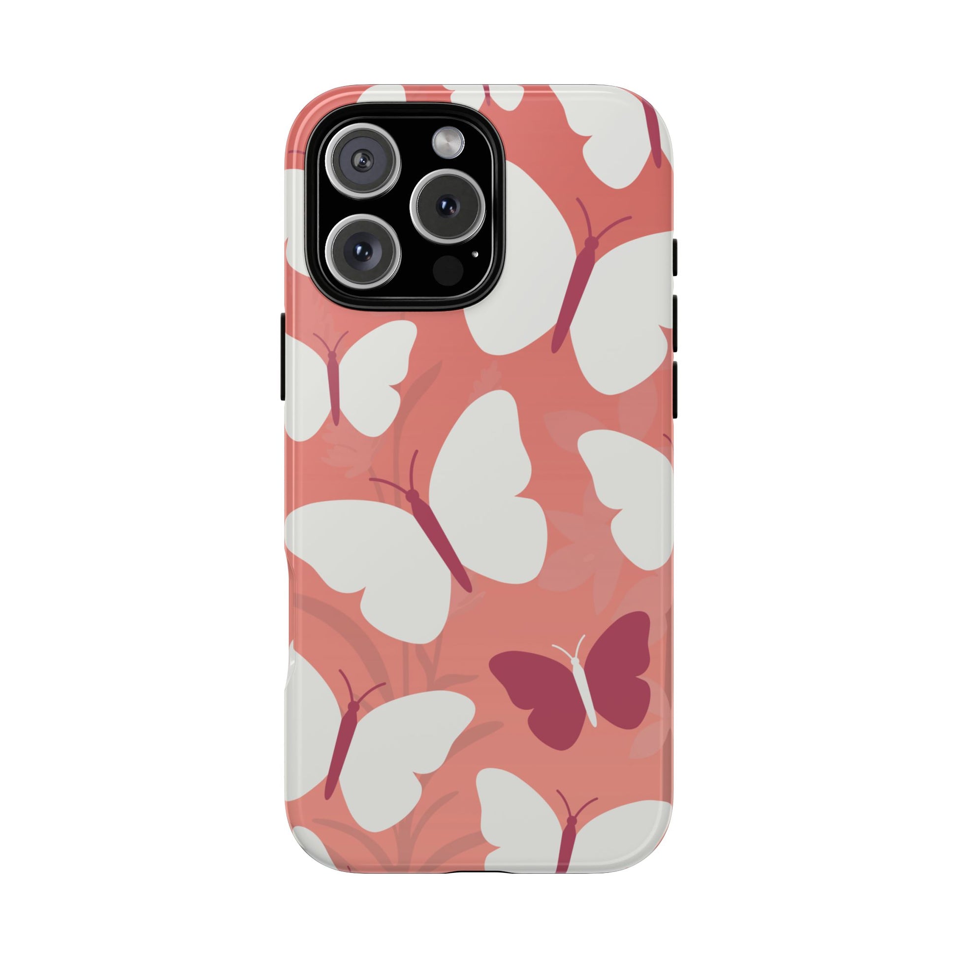 Minimalist Pink Butterfly Pattern Phone Case - Pink Phone Case - iPhone 16 Pro Max / Glossy
