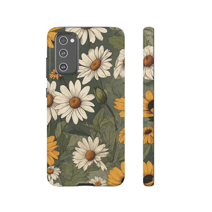 Boho Chic Daisies Floral Pattern "White & Yellow" Phone Case