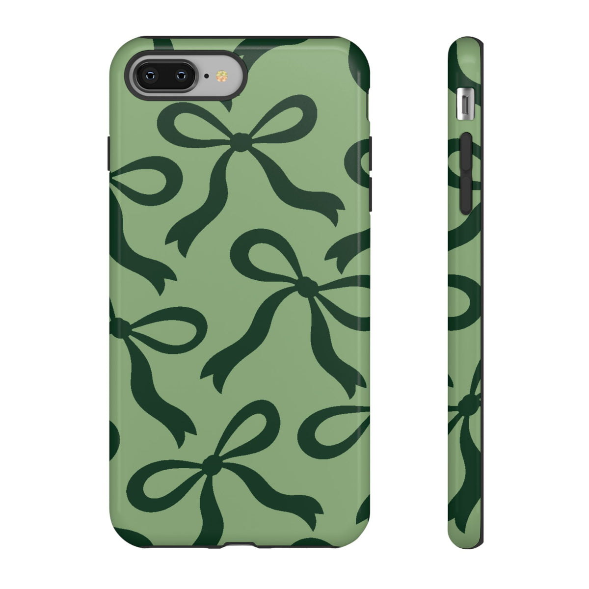 Bold Sage Green and Forest Green Bow Pattern Phone Case - Green Phone Case - iPhone 8 Plus / Glossy