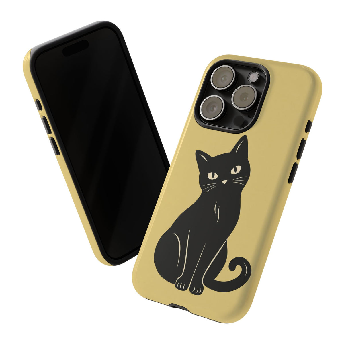Minimalist Butter Yellow & Black Cat Phone Case