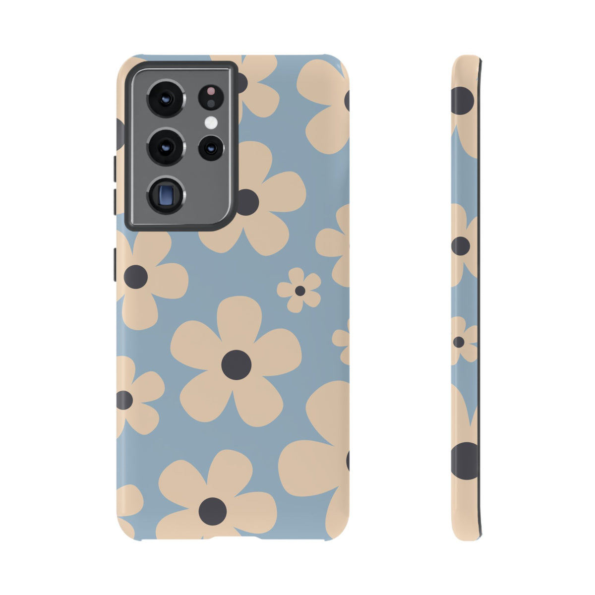 Cute Light Blue & Cream Daisy Pattern Phone Case - Blue Phone Case - Samsung Galaxy S21 Ultra / Glossy