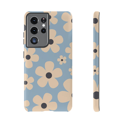 Cute Light Blue & Cream Daisy Pattern Phone Case - Blue Phone Case - Samsung Galaxy S21 Ultra / Glossy