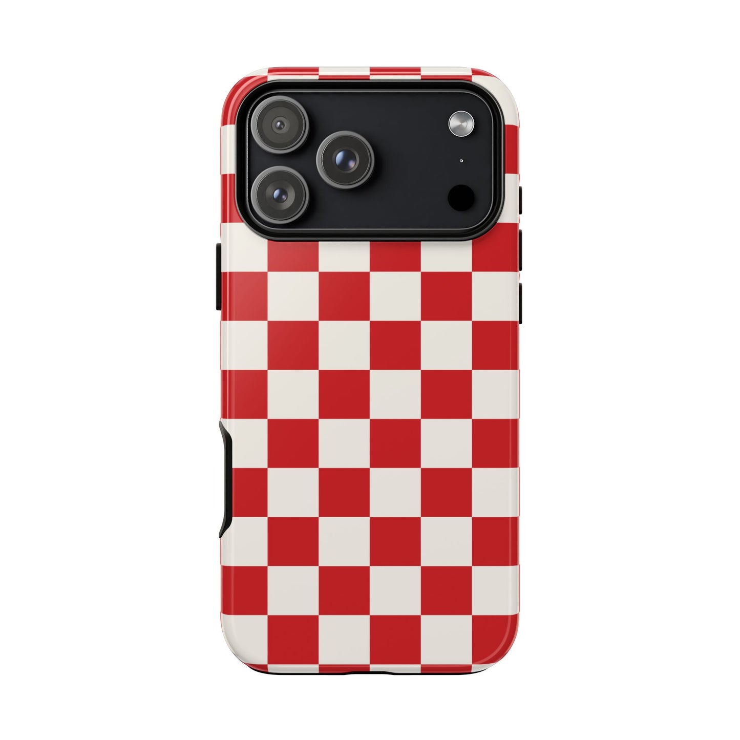 iPhone 17 Pro Max / Glossy Phone Case - ’Red Checkered Pattern’ Phone Case