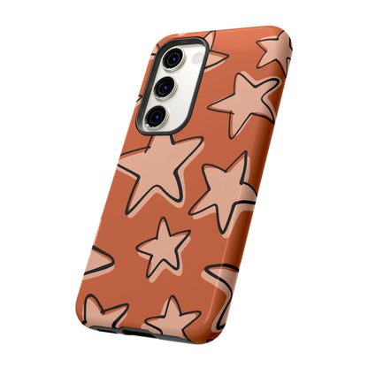 Burnt Orange Doodle Star Phone Case
