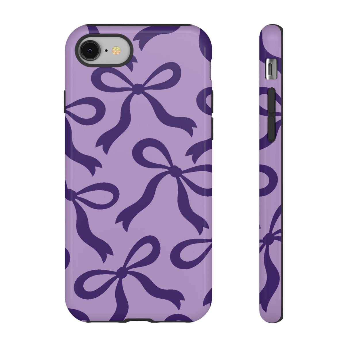 Bold Lilac and Deep Purple Bow Pattern Phone Case - Purple Phone Case - iPhone 8 / Glossy