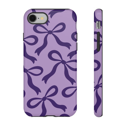 Bold Lilac and Deep Purple Bow Pattern Phone Case - Purple Phone Case - iPhone 8 / Glossy
