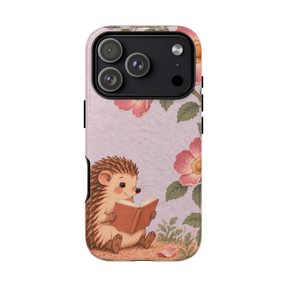 Whimsical Lilac Hedgehog and Wild Rose Phone Case - Purple Phone Case - iPhone 17 Pro / Glossy