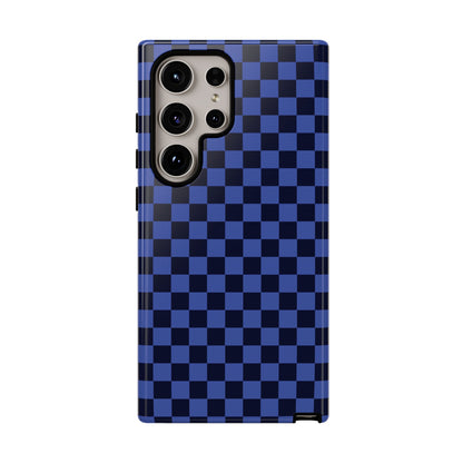 Samsung Galaxy S24 Ultra / Glossy Phone Case - ’Bold Blue Checkered Pattern’ Phone Case