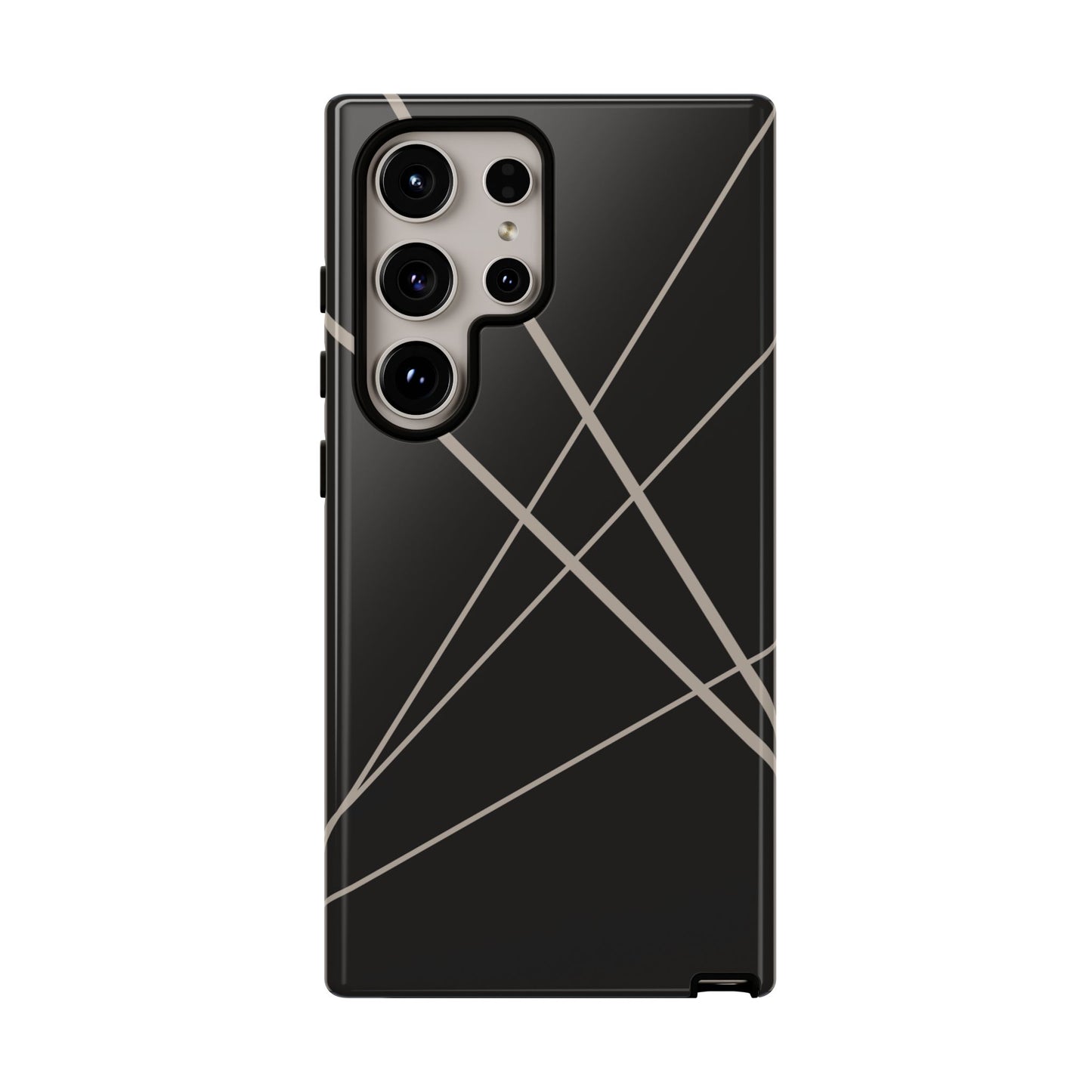 Samsung Galaxy S24 Ultra / Glossy Phone Case - Abstract Black with Grey Lines Phone Case