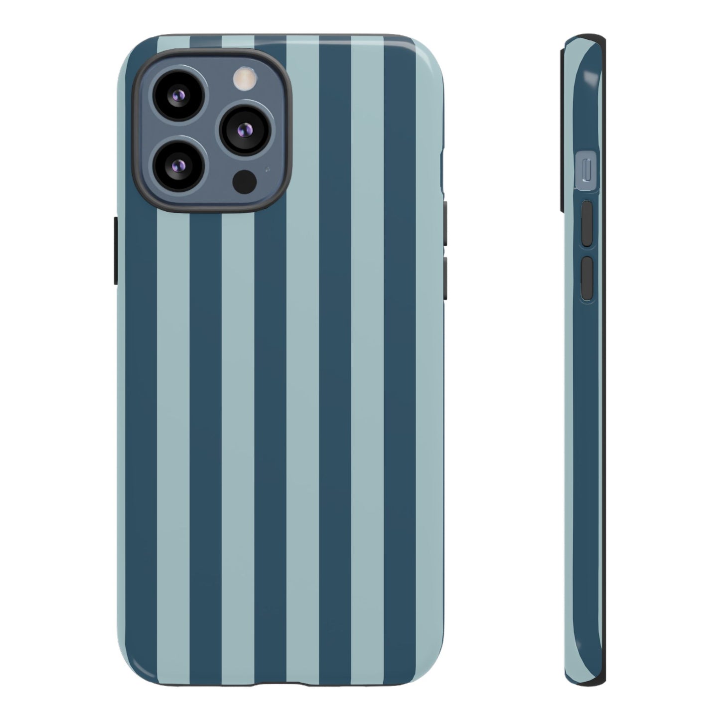 iPhone 13 Pro Max / Glossy Phone Case - ’Blue Stripe Pattern’ Phone Case