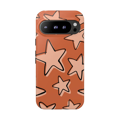 Burnt Orange Doodle Star Phone Case