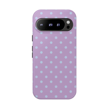 Google Pixel 9 Pro / Glossy Phone Case - Trendy Lilac & Ice Blue Dot Pattern Phone Case