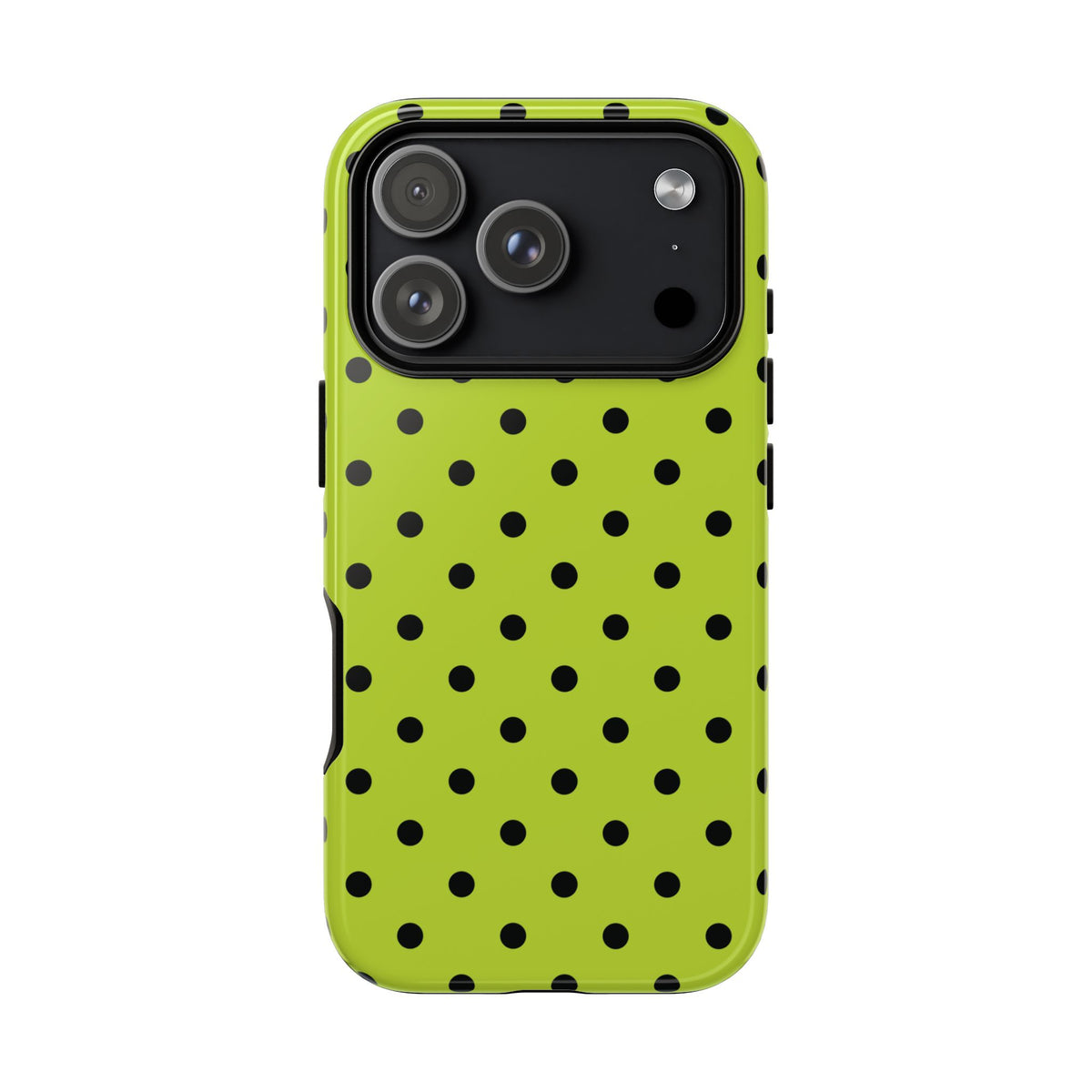 Trendy Neon Lime Green & Black Dot Pattern Phone Case - Green Phone Case - iPhone 18 Pro / Glossy