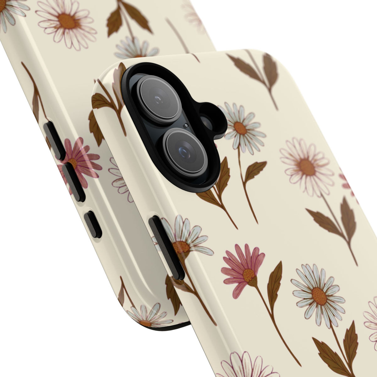 Pretty Cream & Rose Daisy Pattern Phone Case