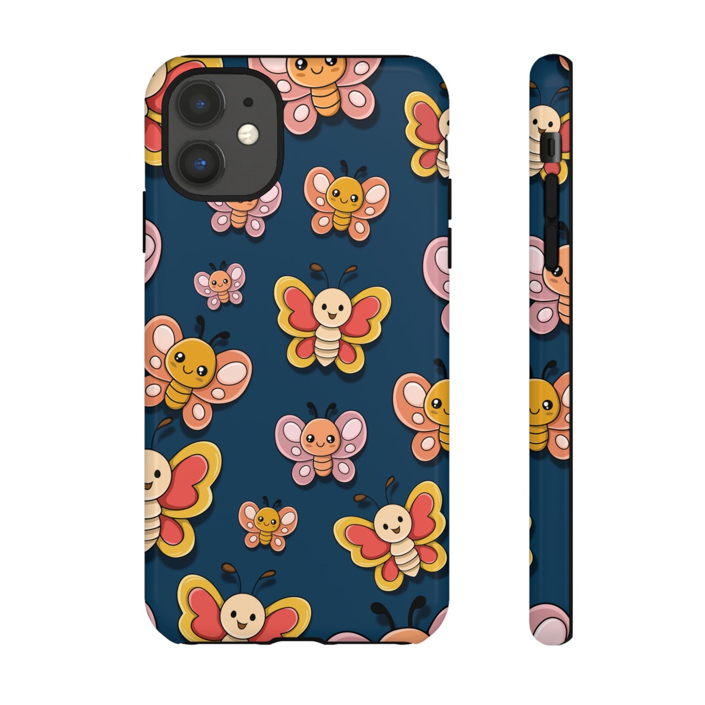 Dark Blue Butterfly Sticker Design Phone Case - Blue Phone Case - iPhone 11 / Glossy