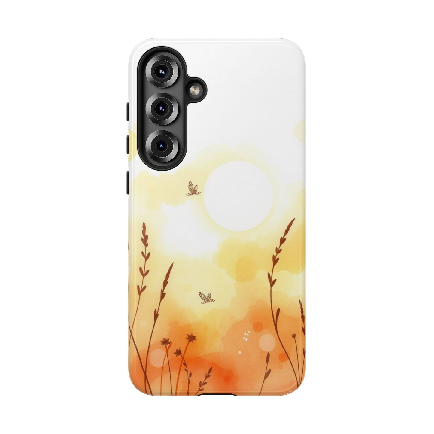 Samsung Galaxy S25 Plus / Glossy Phone Case - Boho Chic Watercolour Wildflower Pattern Phone Case