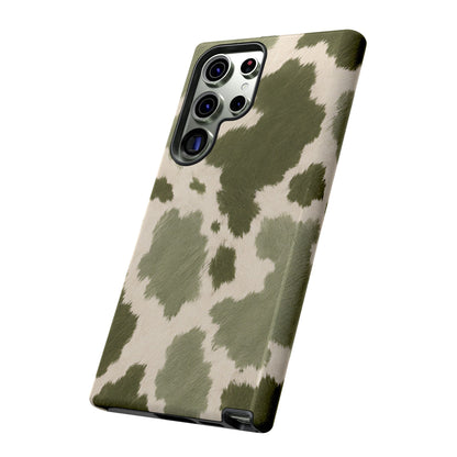 Stylish Olive Green Cow Print Phone Case
