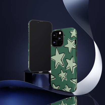 Forest Green Doodle Star Phone Case