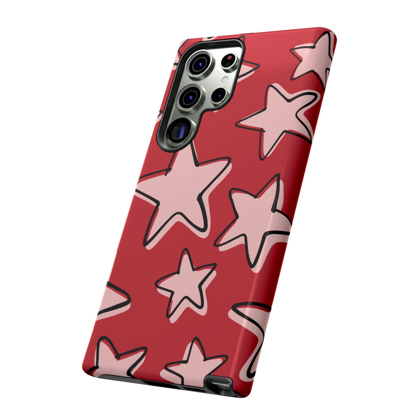 Cherry Red Doodle Star Phone Case