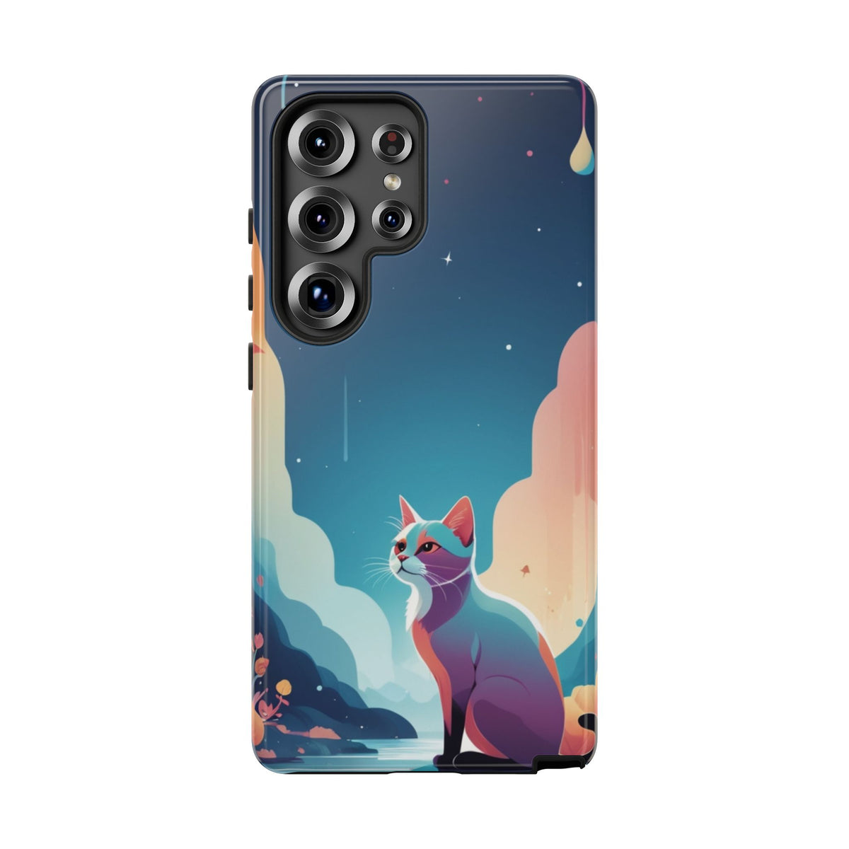 Stylised Cat Design Phone Case - Multicolor Phone Case - Samsung Galaxy S25 Ultra / Glossy