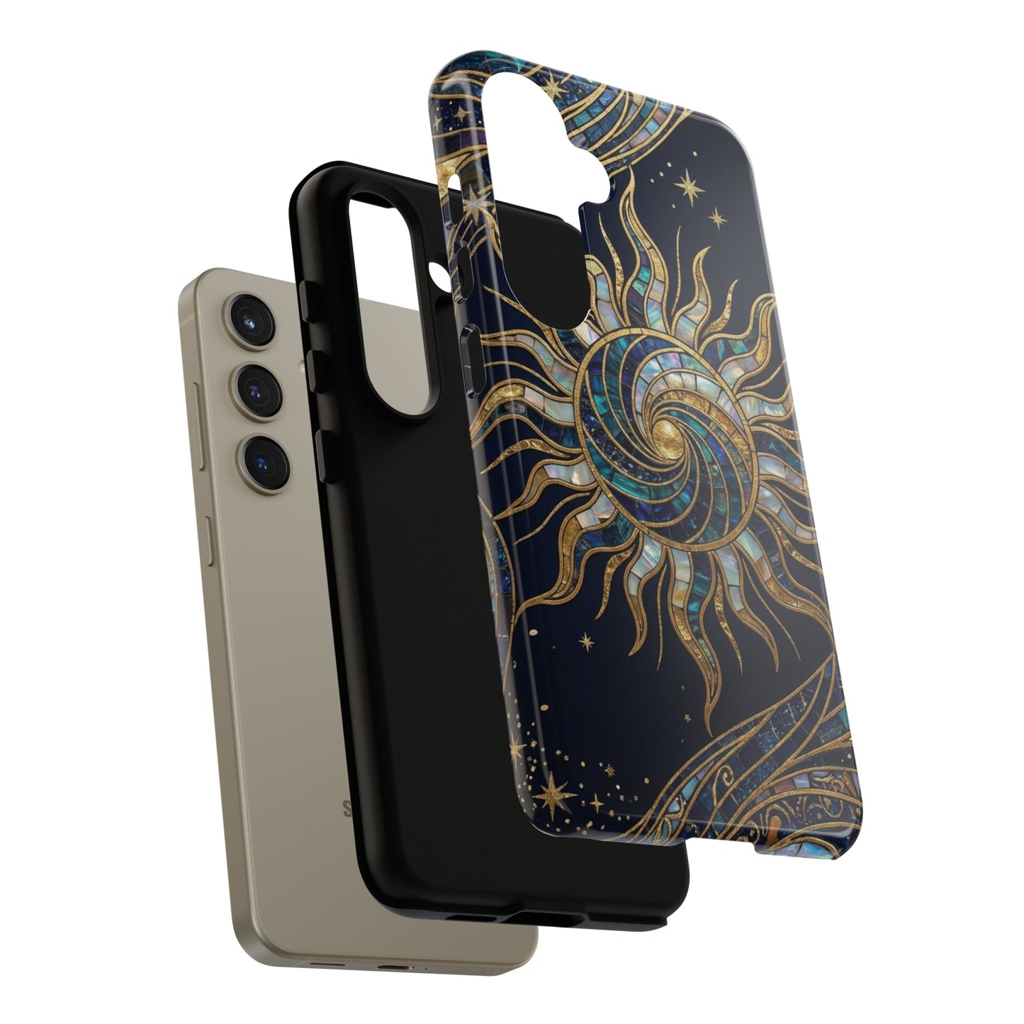 Elegant Navy & Gold Solar Spiral Phone Case
