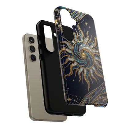 Elegant Navy & Gold Solar Spiral Phone Case
