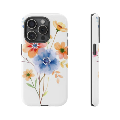 iPhone 15 Pro / Glossy Phone Case - Boho Chic Watercolour Bouquet Pattern Phone Case