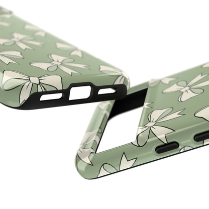 Chic Sage Green Bow Pattern Phone Case