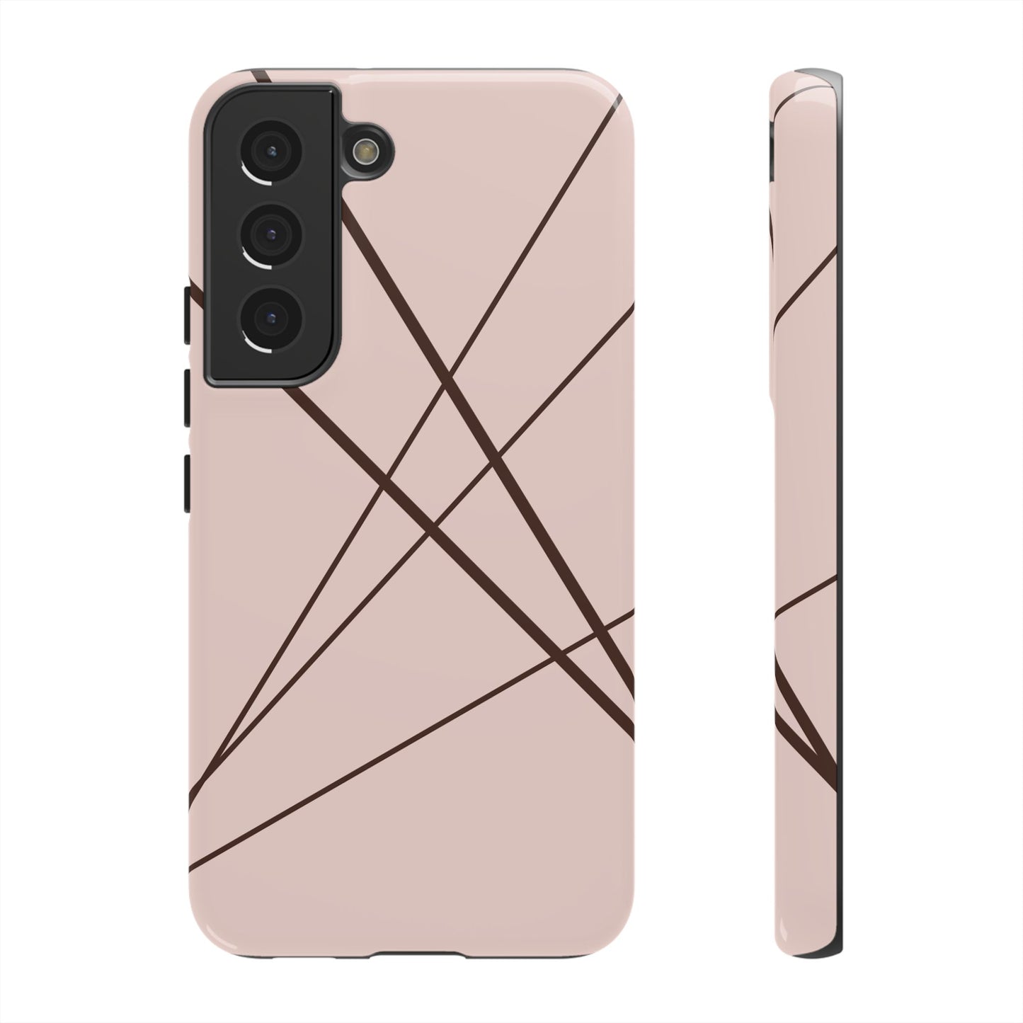 Abstract Pink with Brown Lines Phone Case - Pink Phone Case - Samsung Galaxy S22 / Glossy