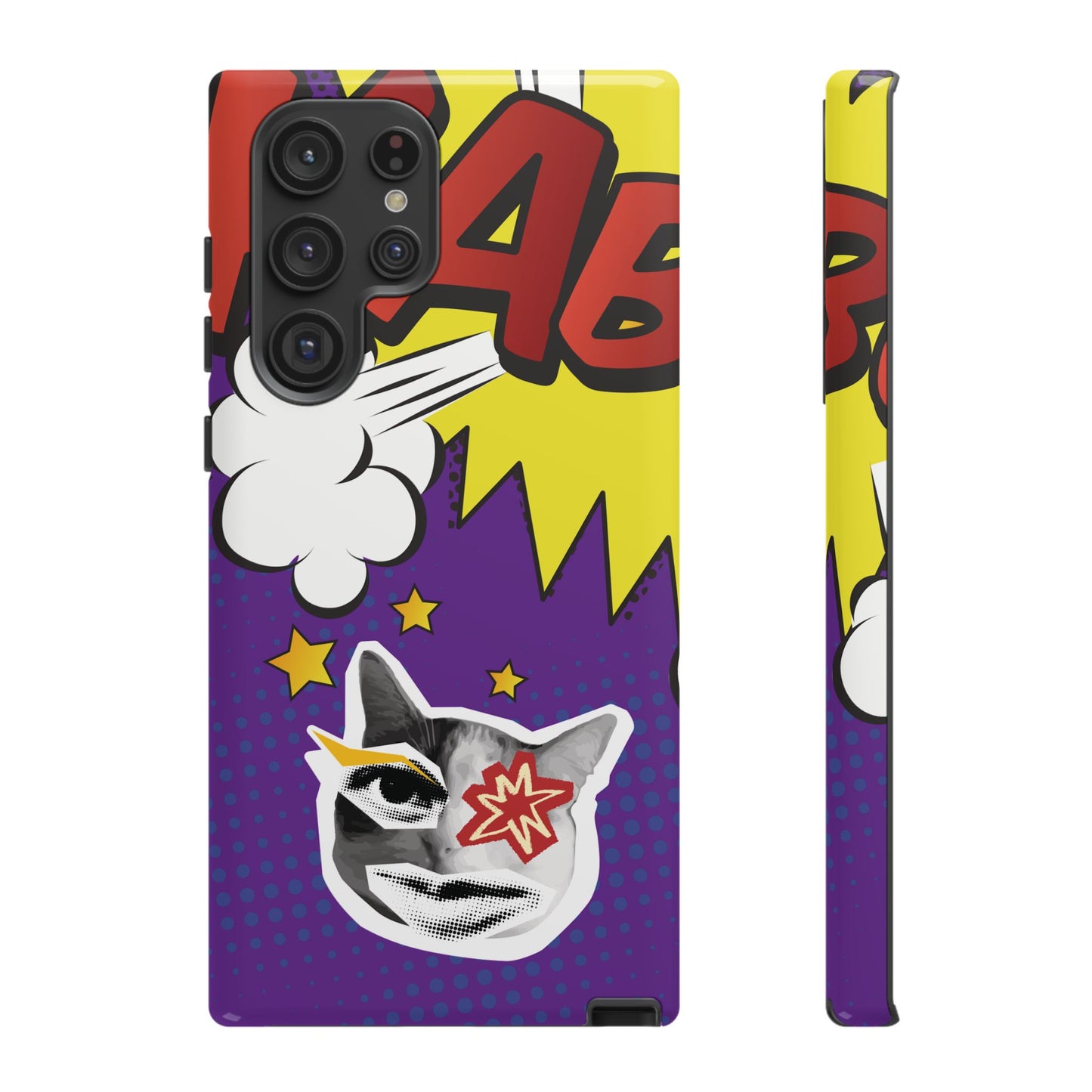 Bold Purple Pop Art Cat Phone Case - Purple Phone Case - Samsung Galaxy S22 Ultra / Glossy