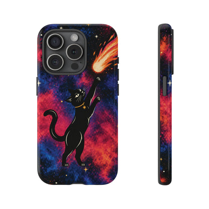 Whimsical Multicolour Celestial Black Cat Phone Case