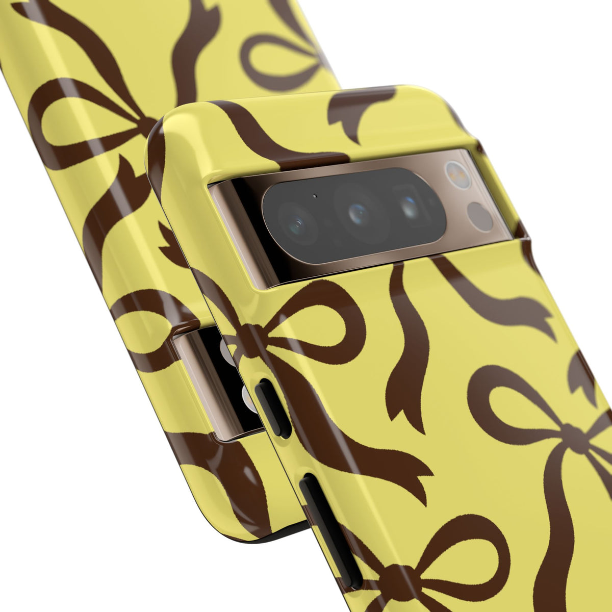Bold Butter Yellow and Chocolate Brown Bow Pattern Phone Case - Yellow Phone Case