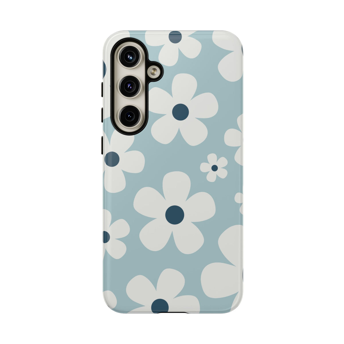Cute Light Blue Daisy Pattern Phone Case - Blue Phone Case - Samsung Galaxy S24 Plus / Glossy