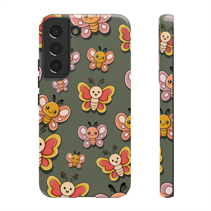 Samsung Galaxy S22 / Glossy Phone Case - Green Butterfly Sticker Design Phone Case