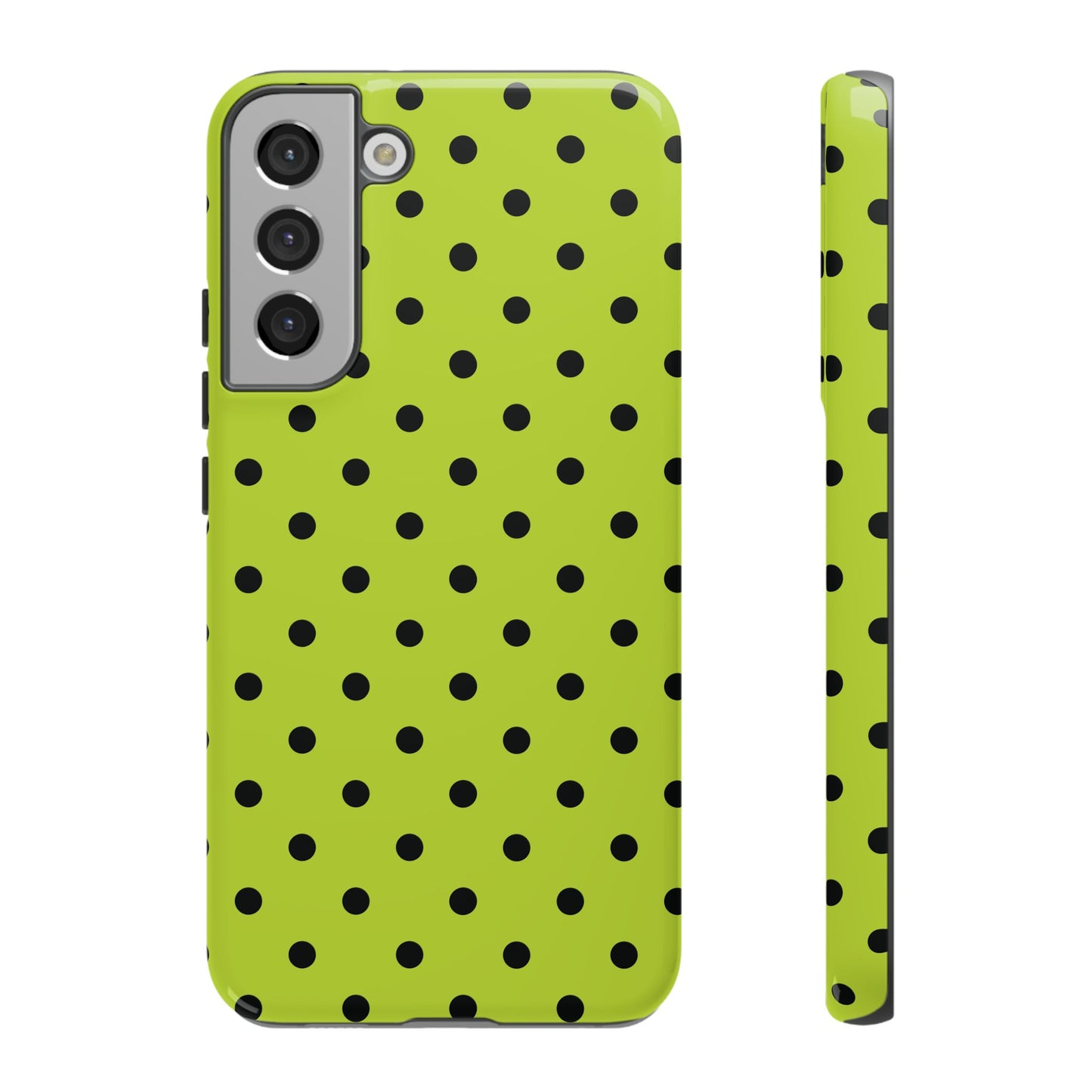 Trendy Neon Lime Green & Black Dot Pattern Phone Case