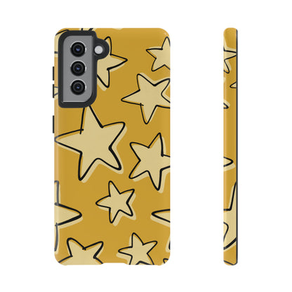 Golden Yellow Doodle Star Phone Case