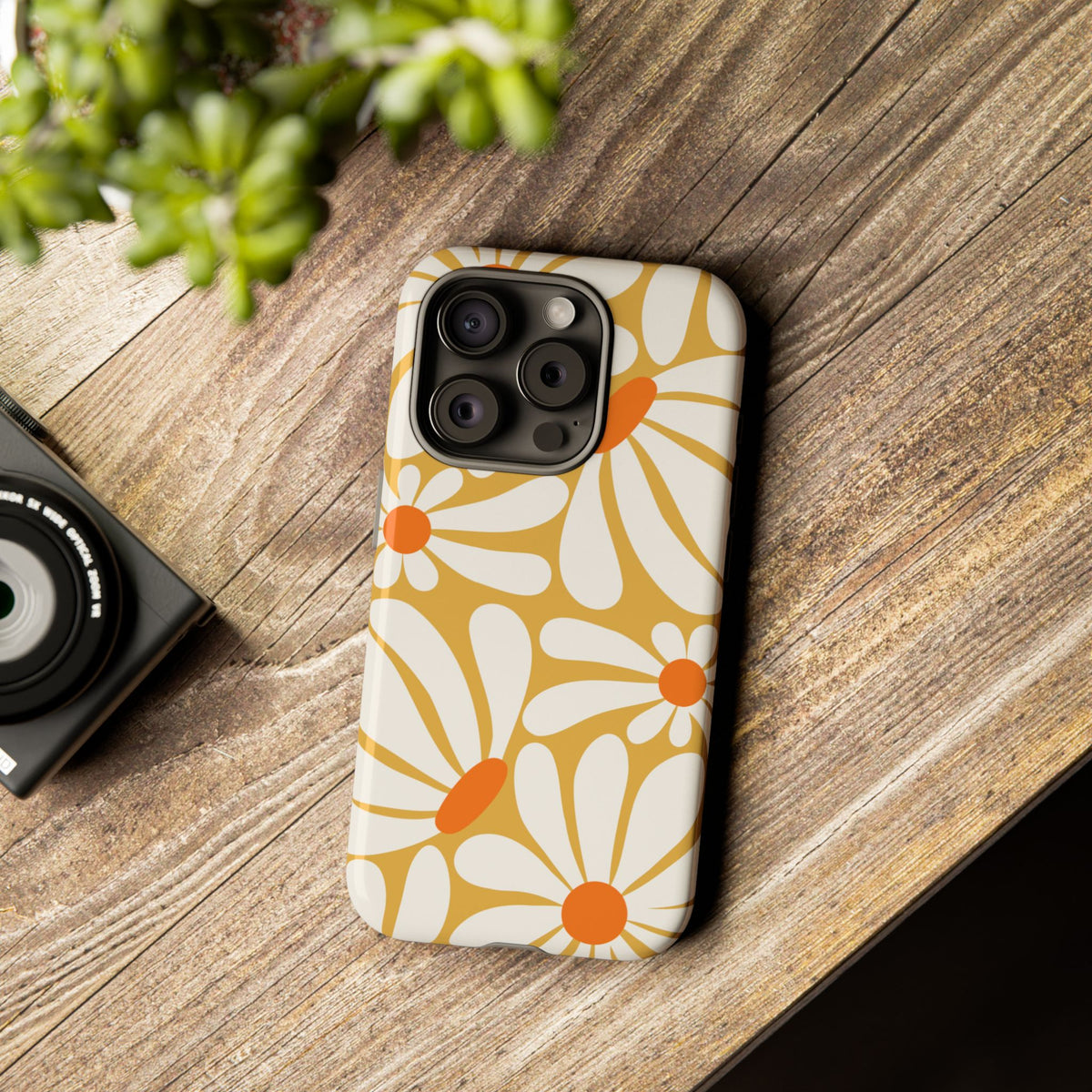 Retro Yellow Daisy Pattern Phone Case - Yellow Phone Case