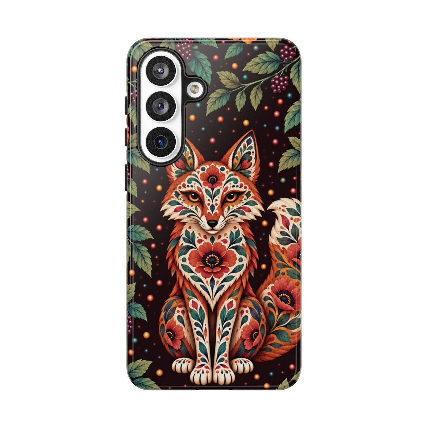 Vibrant Terracotta and Teal Calavera Fox Phone Case - Multicolor Phone Case - Samsung Galaxy S26 Plus / Glossy