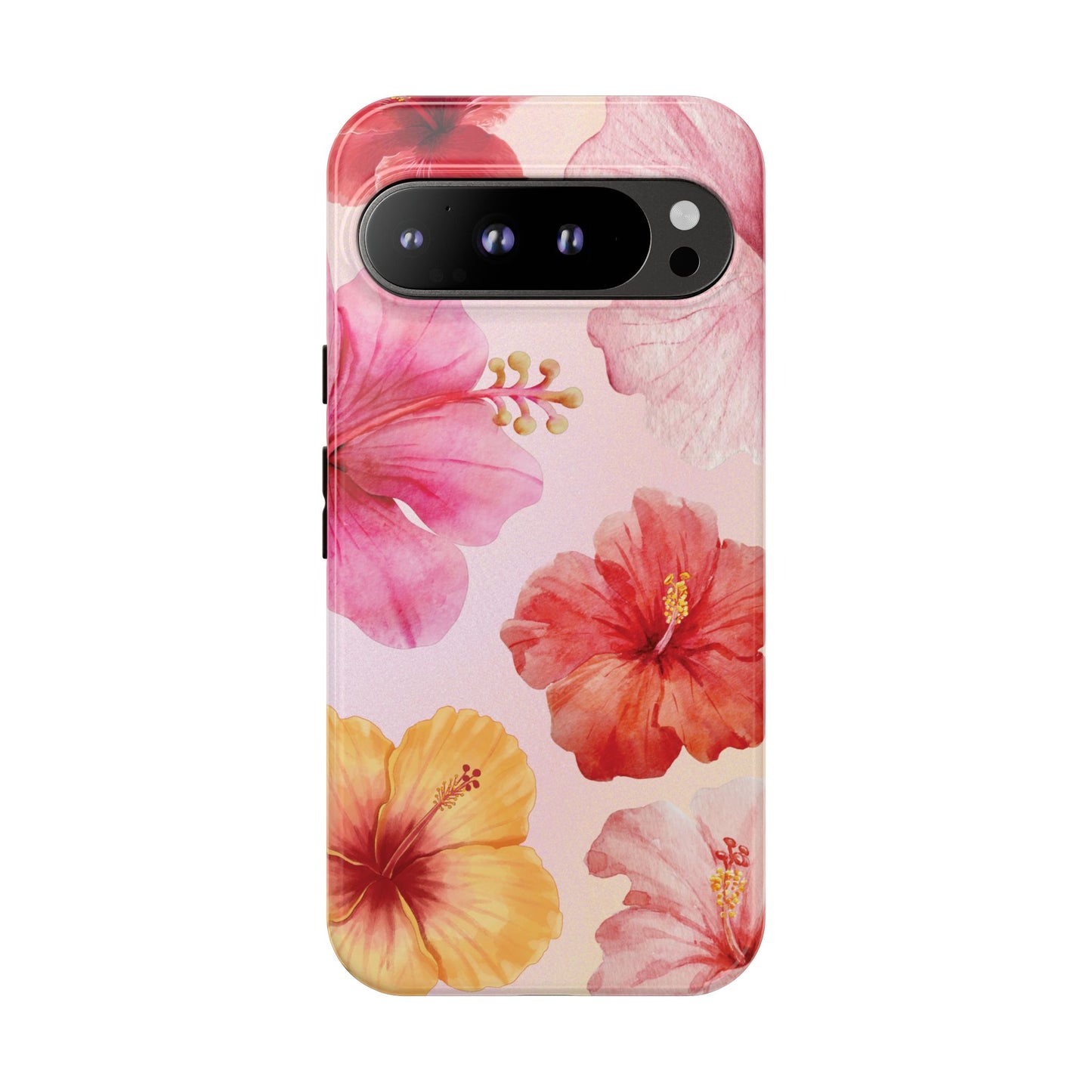 Google Pixel 9 Pro XL / Glossy Phone Case - ’Pink Hibiscus Pattern #1’ Phone Case