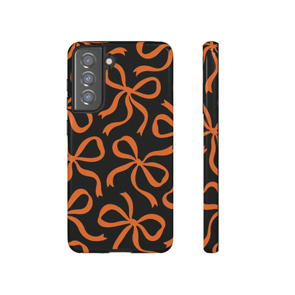 Bold Black and Burnt Orange Bow Pattern Phone Case