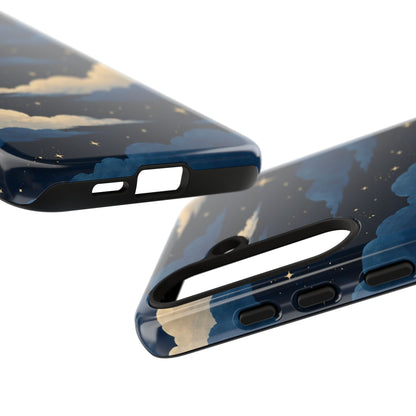 Illustrated Navy Blue Clouds & Stars Phone Case