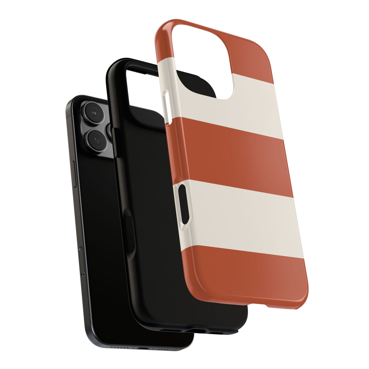 Terracotta Horizontal Stripe Pattern Phone Case - Orange Phone Case