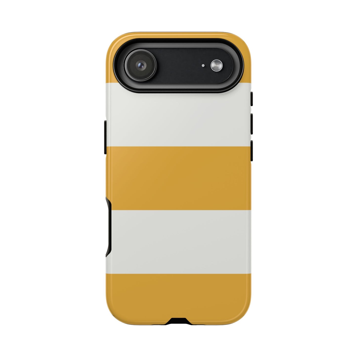 iPhone 17 Air / Glossy Phone Case - Yellow & White Horizontal Stripe Pattern Phone Case