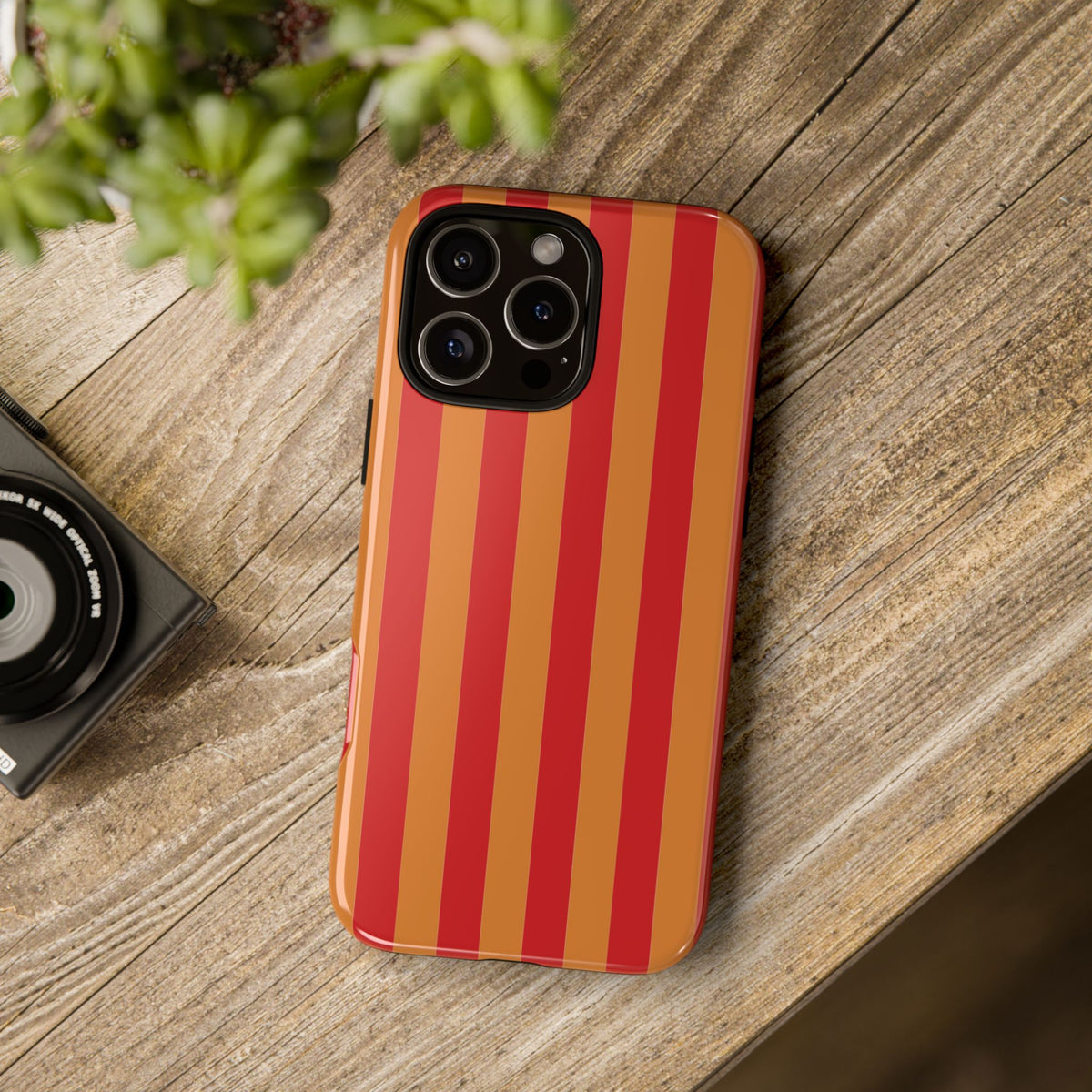 Orange & Red Stripe Pattern Phone Case - Orange Phone Case