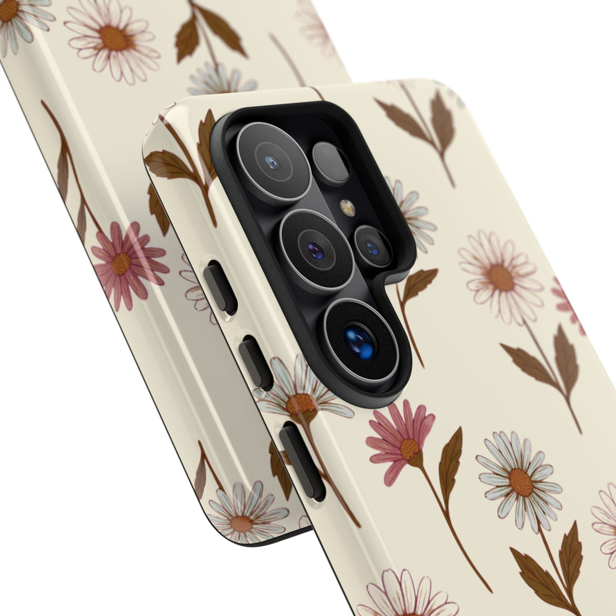 Pretty Cream & Rose Daisy Pattern Phone Case