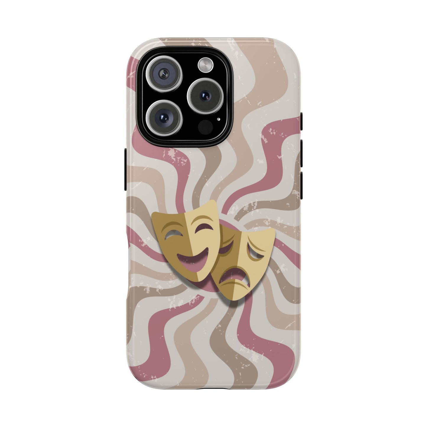 Comedy & Tragedy Masks – Pink Minimal Retro Wave Phone Case - Pink Phone Case - iPhone 16 Pro / Glossy