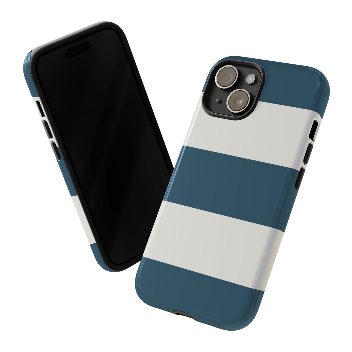 Blue & White Horizontal Stripe Pattern Phone Case - Blue Phone Case
